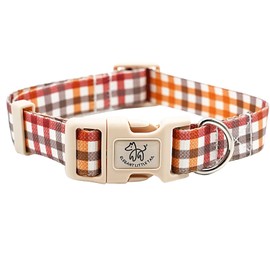 Elegant little tail Dog Collar, Fall Pet Collar Adjustable Collar for Small Medium Large Dogs Soft Puppy Collars with Quick Release Buckle Plaid Dog Collars(S, Yellow Plaid)