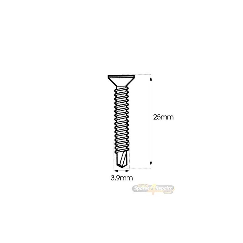 Gardinia 3.9mm x 25mm Upvc Flat Fixing Screws Silver Zinc