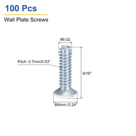 uxcell 100Pcs Wall Plate Screws, 9/16" Long 6-32 Thread Outlet Screws White Oval Head Milled Slot Panel Switch Plate Screws for Wall Light Electrical Cover Panel Replacement