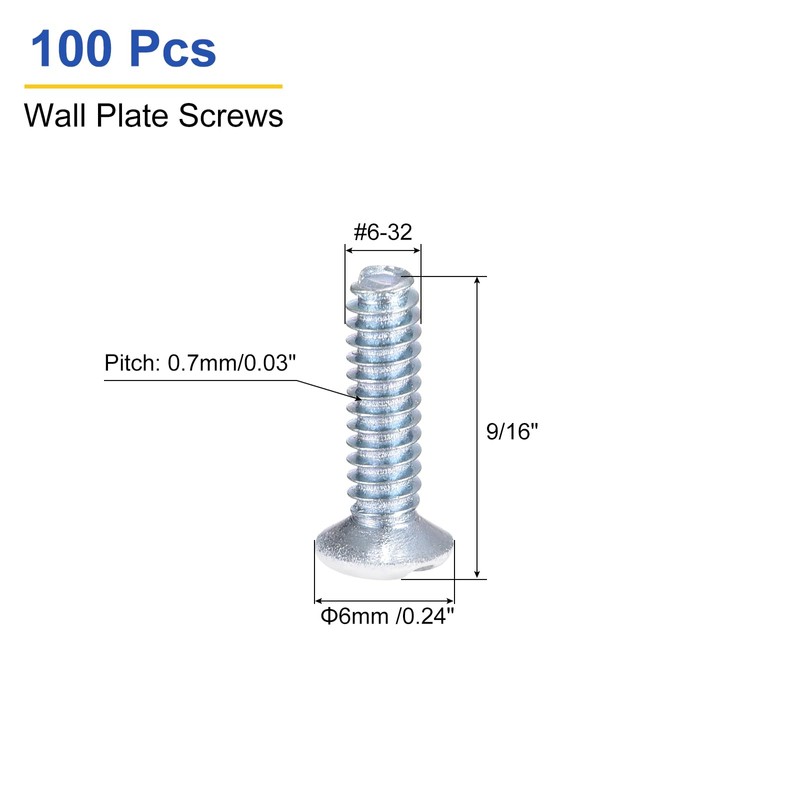 uxcell 100Pcs Wall Plate Screws, 9/16" Long 6-32 Thread Outlet