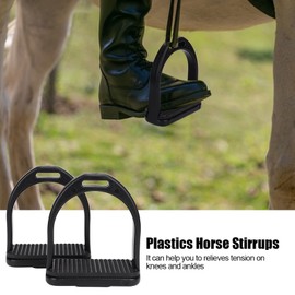 SALALIS Pack of 2 Black Plastic Stirrups, Safety Stirrups, Non-Slip Rubber Riding Bars, Youth Stirrups with Rubber Padding, Riding Tool Accessories (S Holds 5 kg, 20.5 x 38.7 x