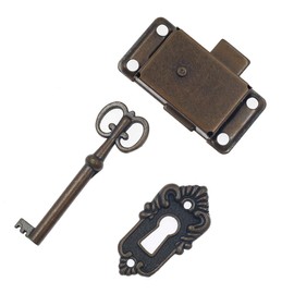 Luomorgo Cabinet Lock Cupboard Door Lock Spring Door Lock Decorative Case Box Lock with Key, Antique Red