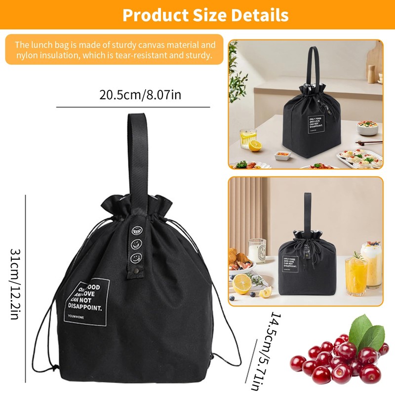 Insulated Lunch Bag with Handle, Reusable Lunch Tote Bag with