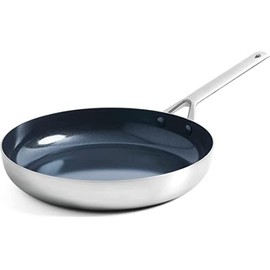 Blue Diamond Cookware Tri-Ply Stainless Steel Ceramic Nonstick, 11" Frying Pan Skillet, PFAS-Free, Multi Clad, Induction, Dishwasher Safe, Oven Safe, Silver