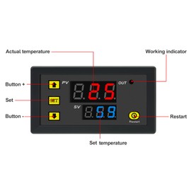 12V Temperature Controller Module -50 to 120°C Digital Temperature Switch 12V Thermostat Switch Module Heating/Cooling LED Thermostat Controller with NTC Waterproof Sensor (2 Pcs)