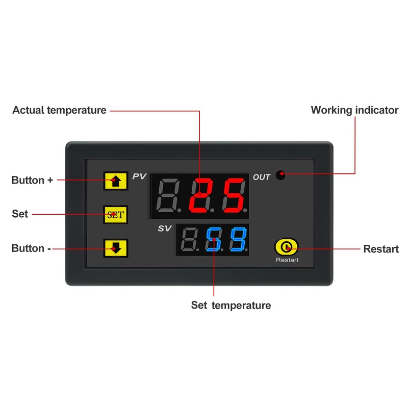 12V Temperature Controller Module -50 to 120°C Digital Temperature Switch