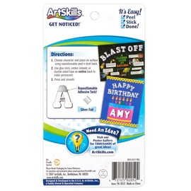 ArtSkills Jumbo Foil 4" Silver Poster Letters Plus Glue Stick, 52- Letters (PA-2052)