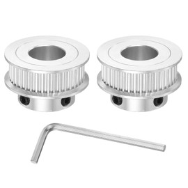 QUARKZMAN 2GT Pulley 40 Teeth 12 mm Bore Aluminium Timing Belt Pulley for 6 mm Width 40T Timing Belt with Hex Key for 3D Printer, CNC, Timing Belt - Pack of 2 Silver