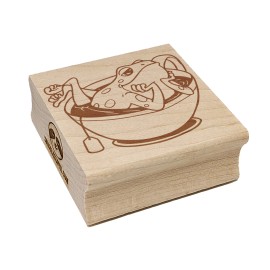 Sniggle Sloth Seductive Frog in Tea Cup Square Rubber Stamp for Stamping Crafting - 2.75in Large