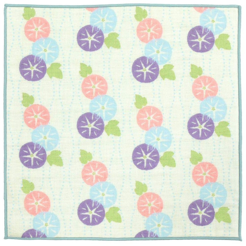 Hamamonyo Washed Towel Handkerchief, Tatewaku Morning Glory, Blue