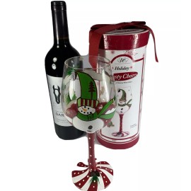 Epic Frosty Cheers Hand-Painted Wine Glass in A Gift Box With Bow, Epic Products