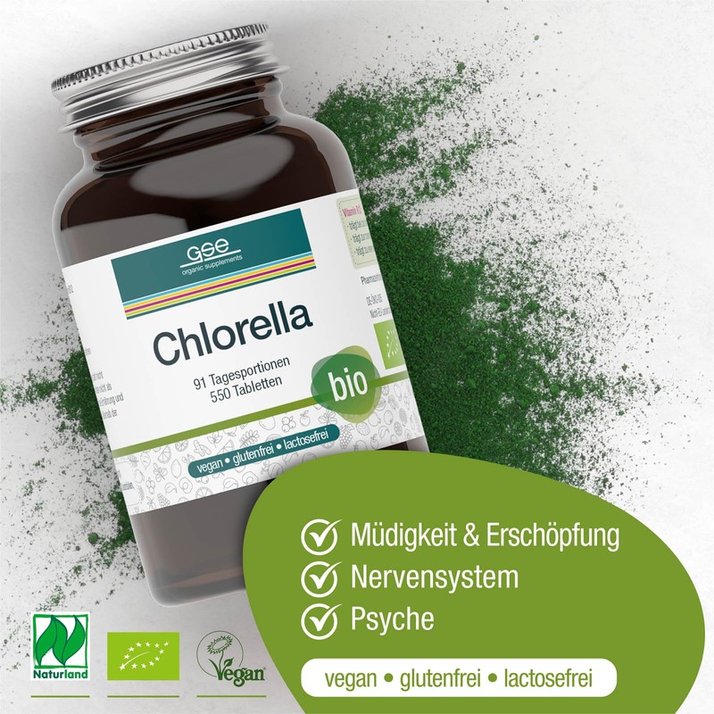 GSE Chlorella Pellets, 550 Tablets, Nutrient-Rich Micro Algae, Rich in
