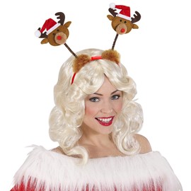 WIDMANN ? Cerchietti Reindeer with Santa Unisex-adult Hat, Brown, One Size, vd-wdm15115