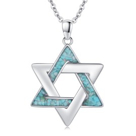StoryMidir Star of David Necklace 925 Sterling Silver Turquoise Necklace Jewish Jewelry Gifts for Women Men