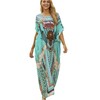 L-Peach Women's Bohemian Kaftan Nightdress, Long Loungewear, Beach Dress, Cover