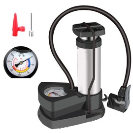 RONGJJ Pump Foot Pump with Pressure Gauge, Portable Bicycle Tyre Pump Car Motorcycle Ball High Pressure Pump Pressure Gauge