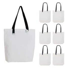 12oz Heavy Duty Canvas Bags-Pack of 6-15"H x 16"W x 4"D Long Handle, Flat Bottom