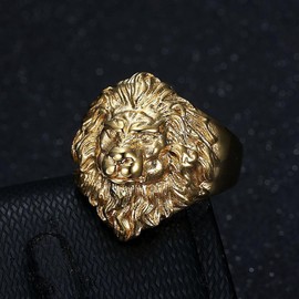VUIFONGS Lion Head Ring for men Lion King ring Men's Stainless Steel rings Hip Hop ring for Men Vintage Animals Rings Iced Out Jewelry Punk Ring Club ring Heavy Metal ring for men (12)