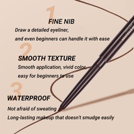 Matte Dark Brown Eyeliner Pencil - Waterproof, Long-Lasting Gel Formula, Smudge-Proof, Fine Tip for Precise or Bold Looks, Smooth Application (Dark Brown)