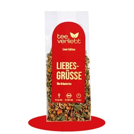 teeverliebt - Liebesgrüße BIO Kräutertee 50g lose | Love Edition | leckere Bio Kräutertee-Mischung ideal als Geschenk und für Muttertag