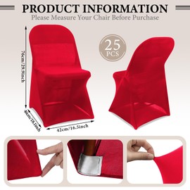 Newwiee 25 Pcs Spandex Stretch Folding Chair Covers Fitted Universal Chair Protector Removable Washable for Wedding Party Dining Banquet Event (Red)