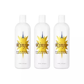 Rinju 바디 핸드 로션 - 기름지지 않은 여성 및 남성용 3개 팩 - 473.2ml(16온스) 코코아 버터, 매우 건 Rinju Body Hand Lotion - Non-Greasy for Women and Men 3 Pack - 473.2ml(16oz) Cocoa Butter, Extra Dry