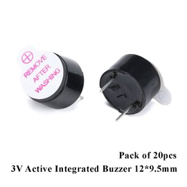 Hailege 20pcs 3V Integrated Active Buzzer Alarm Speaker Electromagnetic Buzzer 12 x 9.5 mm