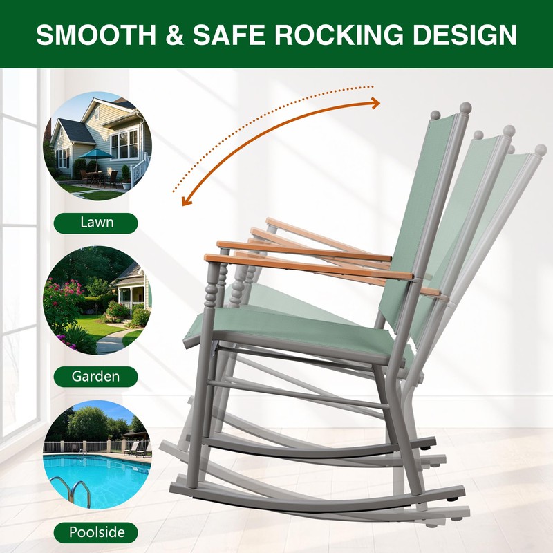 Shintenchi 2 Pieces Outdoor Rocking Chair Set,Upgraded Patio Set with