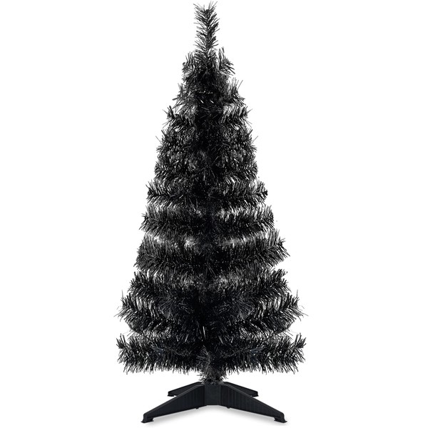 TURNMEON 3 Ft Christmas Tree Decorations with Timer 60 LED Lights Small Christmas Tree Battery Powered Artificial Black Xmas Tabletop Christmas Tree Halloween Decorations Home Indoor Outdoor Party