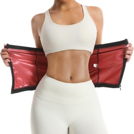 JBT Waist Trainer for Women, Sauna Suit Waist Trimmer for Women Tummy Control，Waist Trainer for Workout (Red, S)