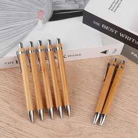IWILCS Wooden Ballpoint Pens, Pack of 35 Wooden Ballpoint Pens, Bamboo Ballpoint Pen, Ballpoint Pen Set, Natural, Environmentally Friendly, Plastic-Free