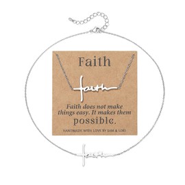 SAM & LORI Cross Necklace for Women Silver Faith Christian Baptism Gifts Catholic Religious Spiritual Jewelry Cute Sideways Choker Confirmation Christmas Stocking Stuffers Valentines Day Easter Basket