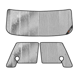Pigenius Windshield & Side Window Sunshades for International ProStar WorkStar (with Handle), Reversible Silver/Black