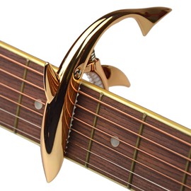 Shark Capo,Zinc Alloy Tone Clip for Acoustic,Folk,Electric Guitar and Ukulele (red gold)