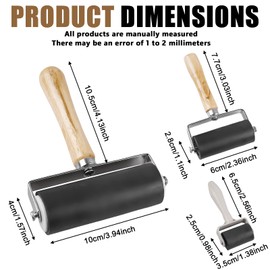 Rubber Roller, 4 Pieces Rubber Brayer Roller 3.5 cm / 6 cm / 11 cm, Pressure Roller Rubber Roller for Ink Block, Printing, Wallpaper Crafts
