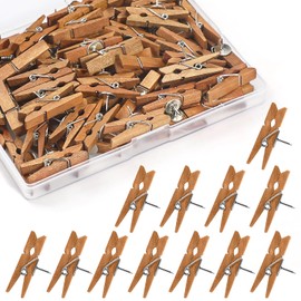 GOOZADA 72Pcs Coffee Push Pin Clips Wooden Pushpins Decorative Thumb Tacks for Bulletin Board Tacks and Push Pins for Cork Board for Photos Arts Crafts Projects for Classroom School Office Home