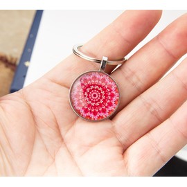 SevenFish 6pcs Mandala Keychains, Cute Crystal Keychain Car Keyring Cool Key Chain for Women Men Friends Gifts