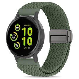 Folavii 20mm Magnetic Braided Nylon Band Compatible With Garmin Venu/Venu Sq/Venu Sq 2/Vivoactive 5/Vivoactive 3, Quick Release Stretchy Strap Replacement for Forerunner 55/165/245/645