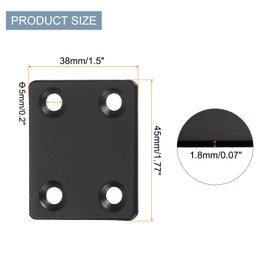 sourcing map 3 Set Flat Repair Plates, 1.5 x 1.77 Inch Stainless Steel Flat Straight Brace Bracket Mending Joining Plates with Screws for Fixing Wooden Furniture Corner, Black
