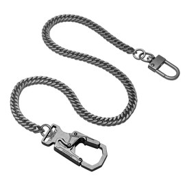 Ahiller Punk Biker Wallet Chain for Men Women, Heavy Duty Stainless Steel Pants Chain with Double Lock Clasp (LJKJRL-BK-Gunmetall-1P)