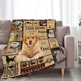 Golden Retriever Blanket Gifts and Decor - Cute Dog Throw for Girls, Women, Kids, Adults - Soft Warm Cozy Fleece for Couch, Sofa, Bed 50"x40"