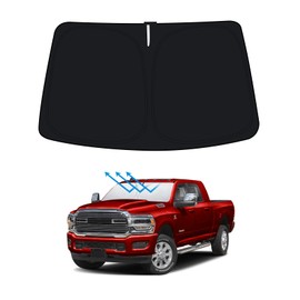 BESTVIEW Front Windshield Sun Shade Compatible with Dodge Ram 2500 3500 2010-2022, Foldable Reflective Sunshade for Car Front Window, 3 Layers 210T Material