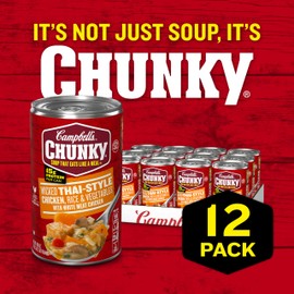 Campbell's Chunky Soup, Wicked Thai-Style Chicken with Rice and Vegetables Soup, 18.6 Oz (Pack of 12)