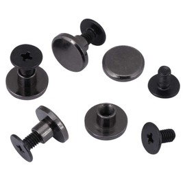 20 Sets Chicago Screws, Black Leather Rivets Screw Rivets Flat Fillister Book Binding Posts for DIY Leather Craft(8mm)