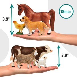 Narratoys Farm Animal Toys for Toddlers 18+ Months Set with Booklet & Audio App | 6 Farm Figurines: Horse, Cow, Dog, Goat, Hen | Montessori STEM Gift for Kids 1–5