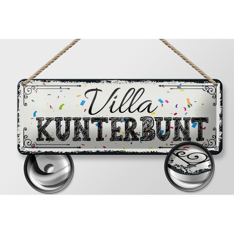 FEMER Tin Sign with Saying 27 x 10 cm Villa