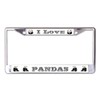 I Love Pandas Chrome License Plate Frame