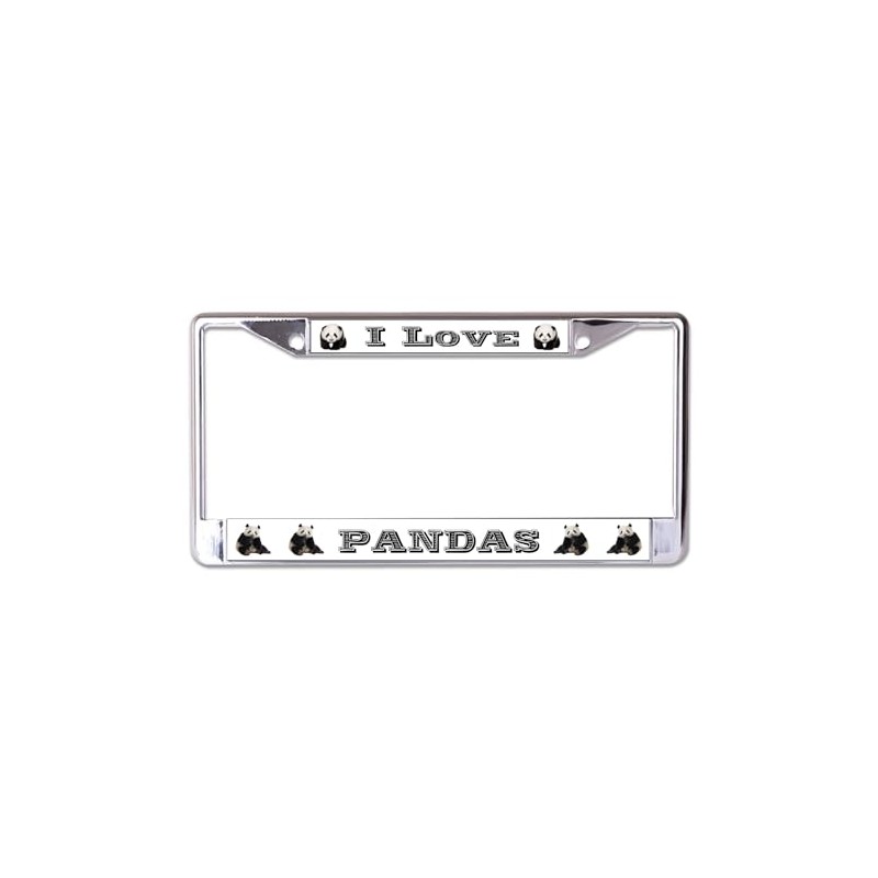 I Love Pandas Chrome License Plate Frame