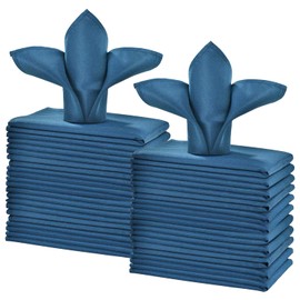 Cieltown Polyester Cloth Napkins Set of 24, Solid Washable Fabric Napkins 2-Dozen, Perfect for Weddings, Parties, Holiday Dinnerv (20 x 20-Inch, Navy Blue)