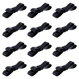 FREEBLOSS 12 Set PU Leather Bow Luxury DIY Hair Bow Blanks Small Leather Bows Tie Collar Handmade PU-Leather Hair Accessories Black PU Headwear Clip